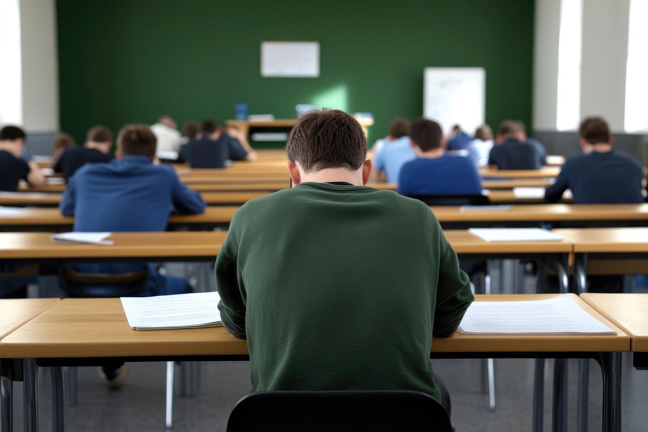 a person studying in a classroom