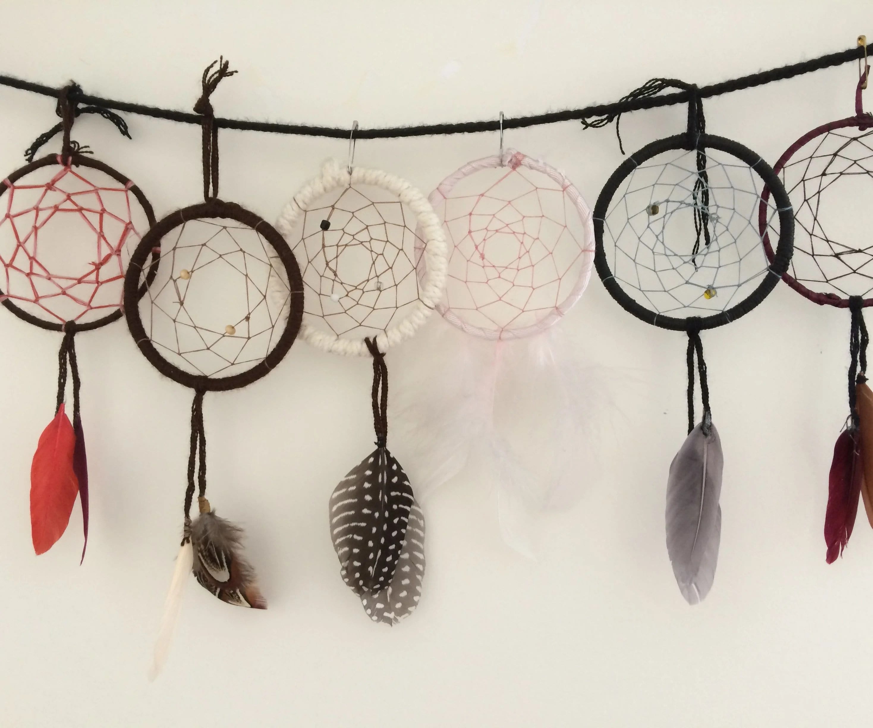 DIY dreamcatchers on a string