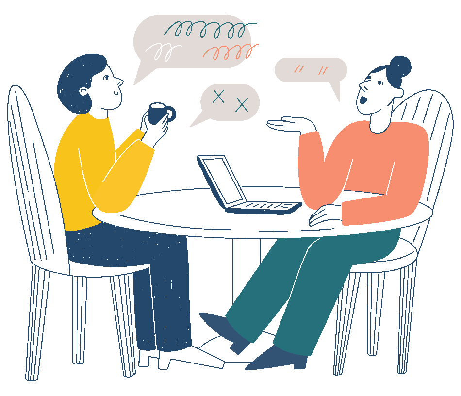 2 personnes en conversation