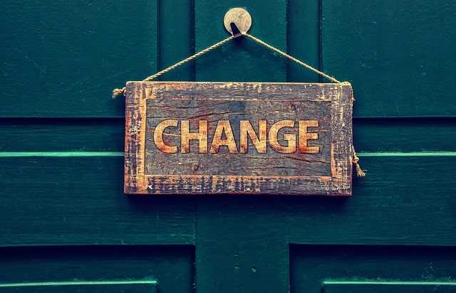 Change written on a door sign