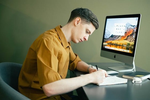 Student studying at his desk