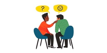 quelqu'un qui écoute une personne triste